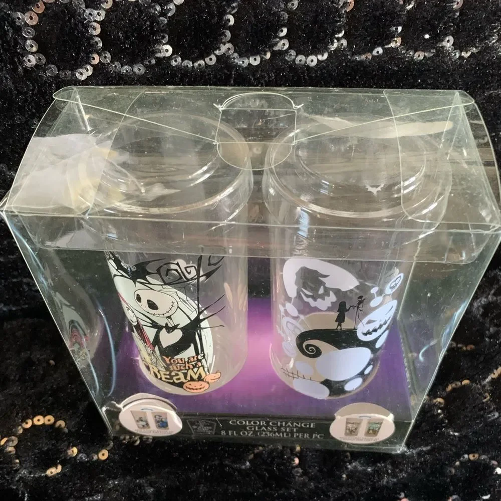 Nightmare Before Christmas Color Change Drinking Glasses Set‎ of 2